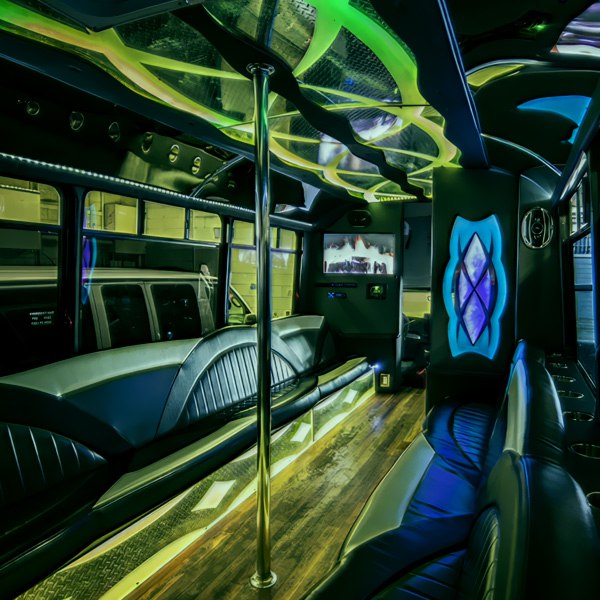 Party bus rental with current sound system